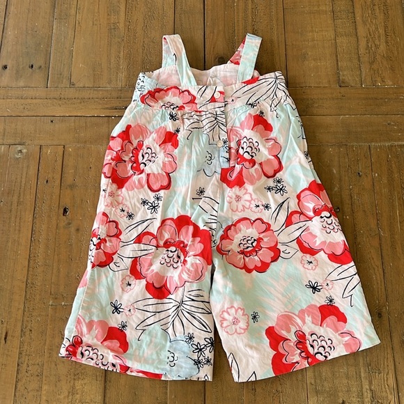 Janie and jack floral sketch wide leg bow front romper jumpsuit - Picture 9 of 9